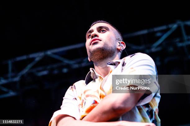 The italian pop rap singer and songwriter Mahmood performing live at Collisioni Festival 2019 in Barolo , Italy, on July 8, 2019.