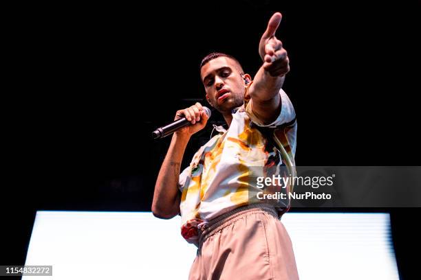 The italian pop rap singer and songwriter Mahmood performing live at Collisioni Festival 2019 in Barolo , Italy, on July 8, 2019.