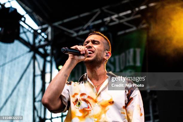 The italian pop rap singer and songwriter Mahmood performing live at Collisioni Festival 2019 in Barolo , Italy, on July 8, 2019.