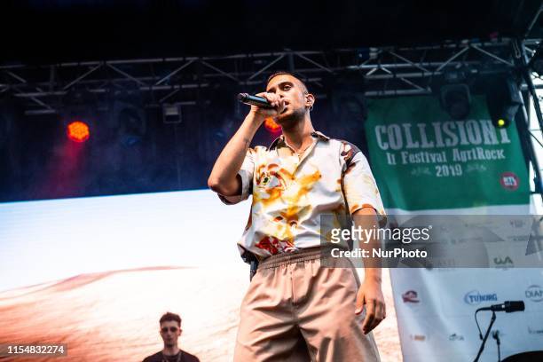 The italian pop rap singer and songwriter Mahmood performing live at Collisioni Festival 2019 in Barolo , Italy, on July 8, 2019.
