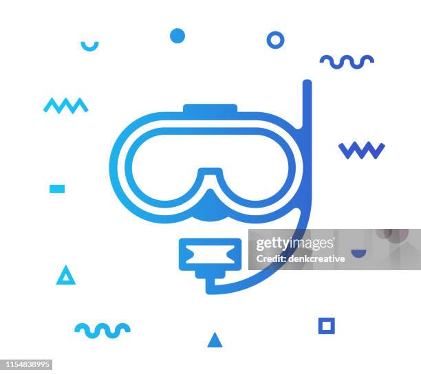 schwimmen line style icon design - taucherbrille stock-grafiken, -clipart, -cartoons und -symbole