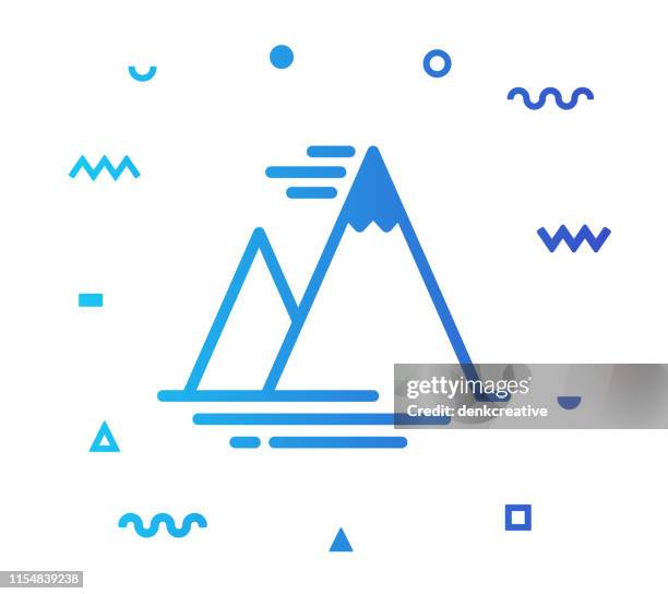 mountain line style icon design - valley icon stock illustrations