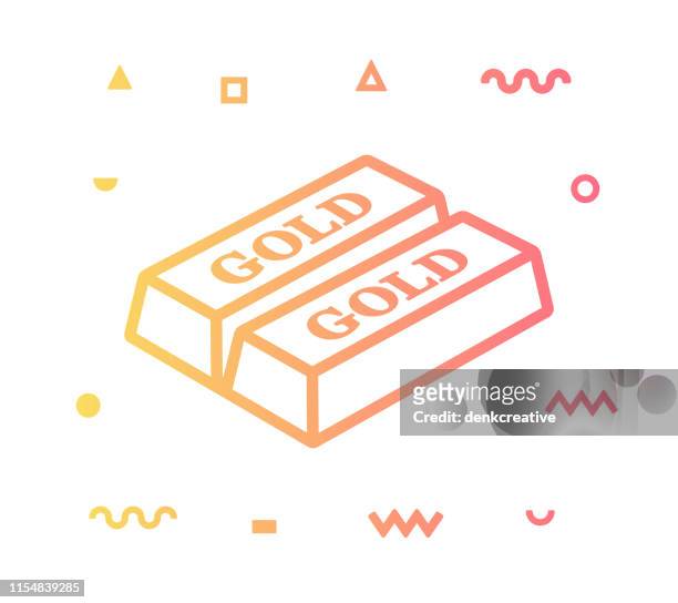 gold ingot line style icon design - barren stock-grafiken, -clipart, -cartoons und -symbole