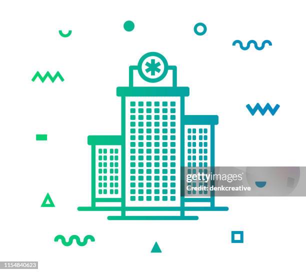 medical clinic line style icon design - sports hall stock-grafiken, -clipart, -cartoons und -symbole