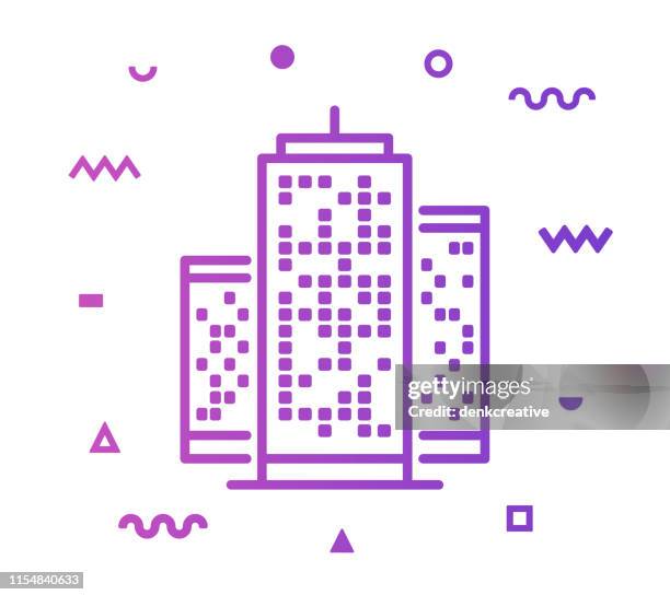 downtown line style icon design - skyscraper builder stock illustrations