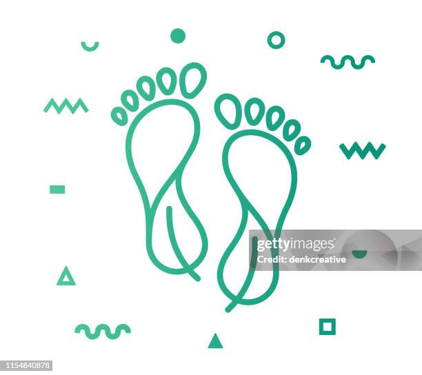 carbon footprint line style icon design - foot stock-grafiken, -clipart, -cartoons und -symbole