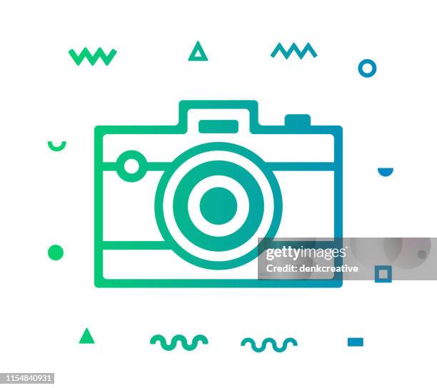 professional camera line style icon design - camera sensor stock illustrations