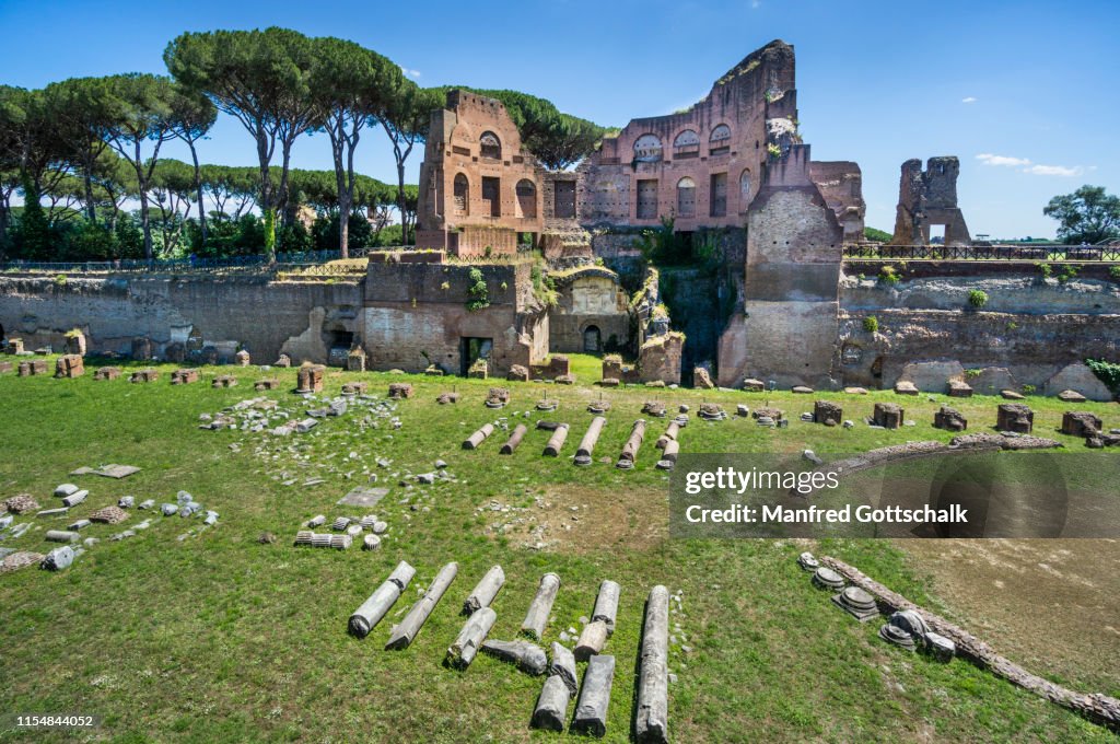 View of the Stadion of Domitian at the Palace of Domitian on Palatine Hill, Rome, Italy, June 28, 2018