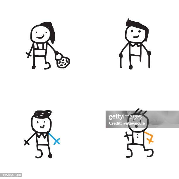 people with disabilities and artificial limbs - amputee stock illustrations