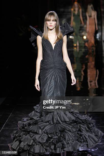 Freja Beha Erichsen wearing Zac Posen Fall 2007 during Mercedes Benz Fashion Week Fall 2007 - Zac Posen - Runway at The Tent, Bryant Park in New York...