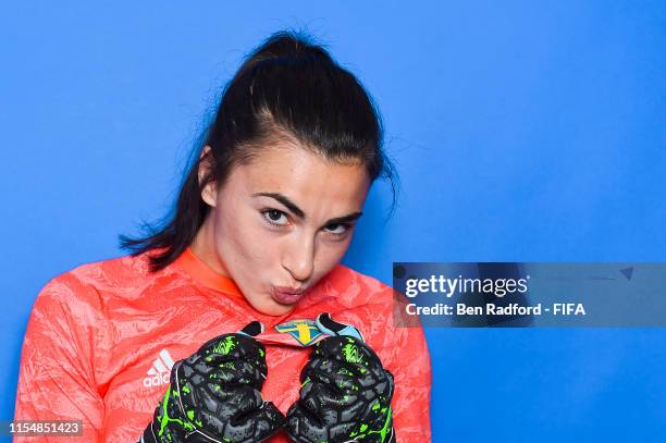 Zecira Musovic of Sweden poses for a portrait during the official FIFA Women's World Cup 2019 portrait session at Hotel Mercure Rennes Centre Gare on...