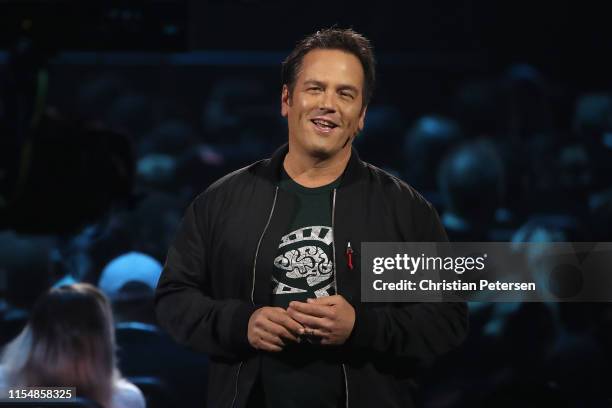 Phil Spencer, Executive President of Gaming at Microsoft, speaks during the Xbox E3 2019 Briefing at The Microsoft Theater on June 09, 2019 in Los...