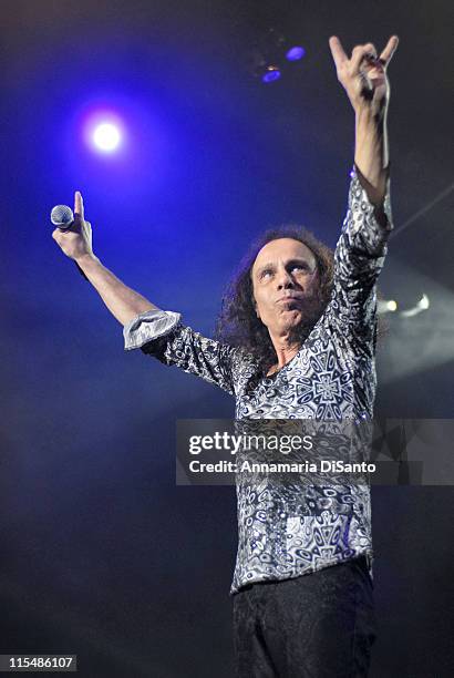 Ronnie James Dio of Heaven and Hell during Heaven and Hell Live World Tour 2007 at Los Angeles Forum in Los Angeles, CA, United States.