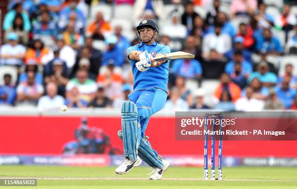 India's MS Dhoni in batting action during the ICC World Cup, Semi Final at Old Trafford, Manchester.
