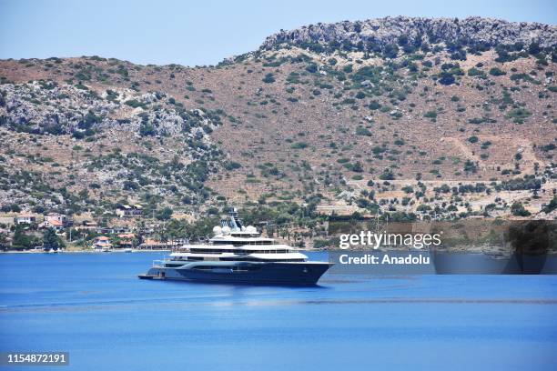 Russian businessman Dmitry Vladimirovich Kamenshchik's luxury yacht, named ''Flying Fox'' lies off in Selimiye offshore in Marmaris district of...