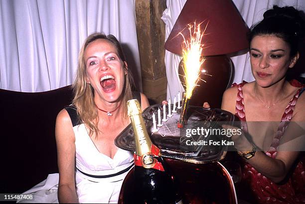 Gabrielle Lazure and Jovanka Sopalovic during Champagne Mumm Sixties Party at Castel Club in Paris, France.