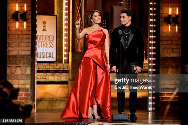 Laura Benanti and Anthony Ramos present an award onstage during the 2019 Tony Awards at Radio City Music Hall on June 9, 2019 in New York City.