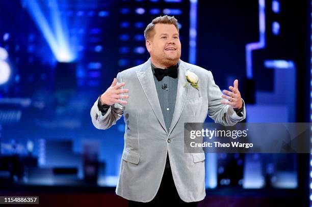 James Corden speaks onstage during the 2019 Tony Awards at Radio City Music Hall on June 9, 2019 in New York City.