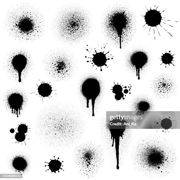 ilustrações de stock, clip art, desenhos animados e ícones de grunge ink blots - spray-de-tinta