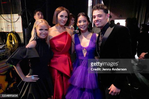 Kristin Chenoweth, Laura Benani, Lucy Liu and Anthony Ramos attend the 73rd Annual Tony Awards at Radio City Music Hall on June 09, 2019 in New York...