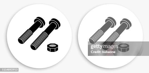 nuts & bolts black and white round icon - mixed nuts stock illustrations