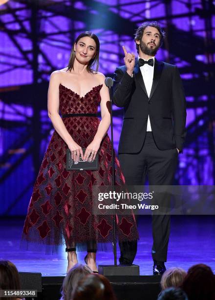 Sara Bareilles and Josh Groban present an award onstage during the 2019 Tony Awards at Radio City Music Hall on June 9, 2019 in New York City.