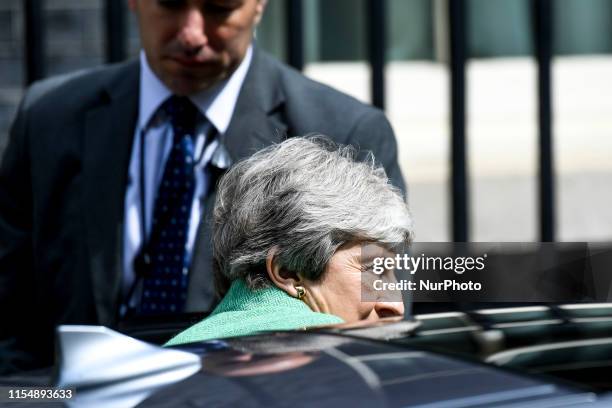 British Prime Minister Theresa May leaves 10 Downing Street, as she makes her way to the House of Commons to attend weekly Prime Ministers Questions...