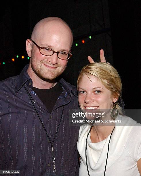 Brian Volk-Weiss and Jessica Kay during Comedians Perform for Katrina Relief at The Wiltern - October 17, 2005 at The Wiltern Theater in Los Angeles,...