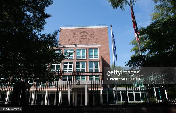 The British Embassy is seen in Washington, DC, July 10 following the resignation of British Ambassador to the US Kim Darroch, after US President...