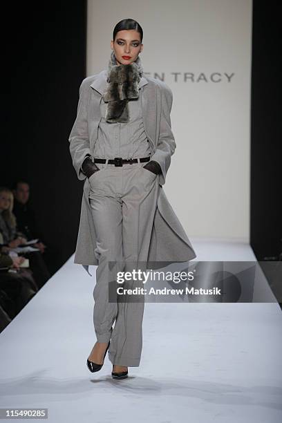 Model wearing Ellen Tracy Fall 2007 during Mercedes-Benz Fashion Week Fall 2007 - Ellen Tracy - Runway at The Showroom, Bryant Park in New York City,...