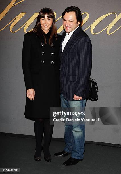 Benedetta Parodi and Fabio Caressa attend the Blumarine show as part of Milan Fashion Week Autumn/Winter 2008/09 on February 19, 2008 in Milan, Italy.