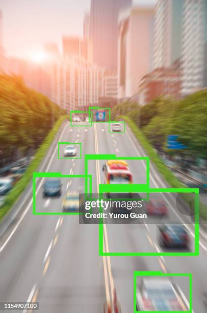 ai learning. motion blur of rush hour city road in guangzhou. - ai car stock pictures, royalty-free photos & images