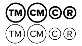 Copyright And Registered Trademark Icon Set Vector