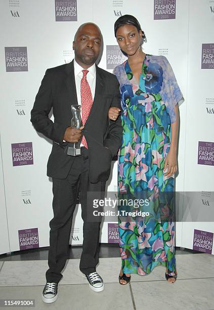 Duro Olowu with his New Designer of the Year award and Angela Daniels