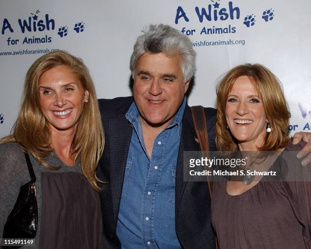 Toni Eakes, Jay Leno, and Carol Leifer attend A Wish for Animals benefit at the Laugh Factory on February 12, 2008 in Los Angeles, CA.
