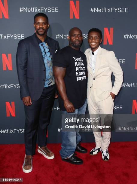Jovan Adepo, Antron McCray and Caleel Harris attend Netflix's FYSEE event for "When They See Us" at Netflix FYSEE at Raleigh Studios on June 09, 2019...