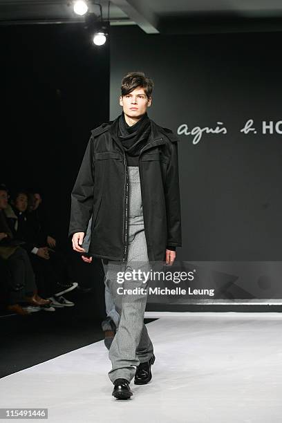 Model wearing Agnes B. Fall/Winter 2007 during Paris Menswear Fashion Week Fall/Winter 2007 - Agnes B. - Runway in Paris, France.