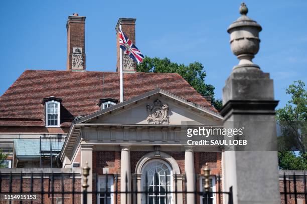 The British Embassy is seen in Washington, DC, July 10 following the resignation of British Ambassador to the US Kim Darroch, after US President...