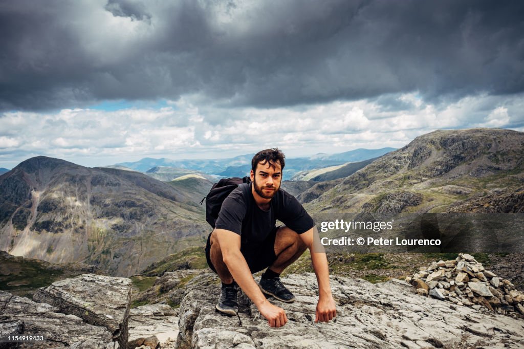 Resting on the Summit of scafell pike