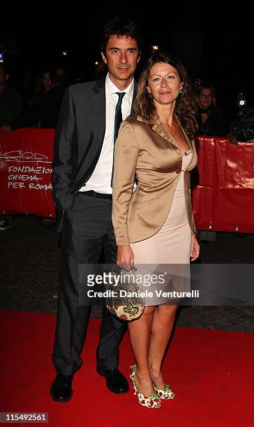 Blas Roca Rey and Amanda Sandrelli attend the Opening Ceremony Dinner Honoring Al Pacino during the 3rd Rome International Film Festival held at the...