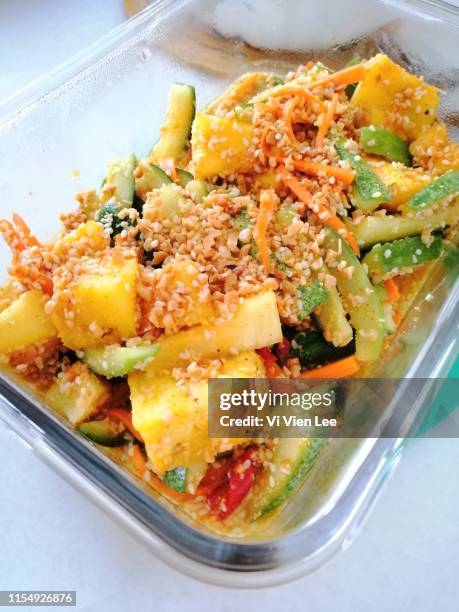 Spicy Nonya Cucumber Pineapple Pickle Achar High-Res Stock Photo