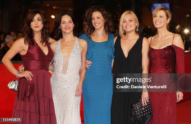 Actresses Valentina Lodovini, Chiara Caselli, Maria Jurado, Romina Carrisi Jr. And Daniela Poggi attend the 'The Past Is A Foreign Land' premiere...