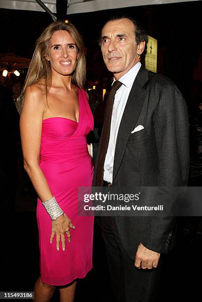 Tiziana Rocca and Ferdinando Brachetti Peretti attends the Versace Flagship Boutique opening in Via Veneto on October 29, 2008 in Rome, Italy.