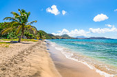 Beautiful beach with palm tree, St Kitts