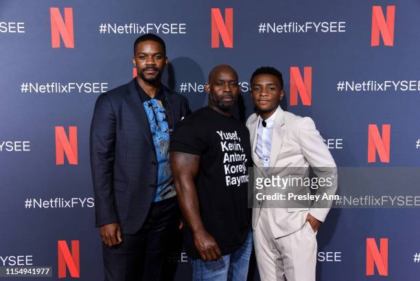 Jovan Adepo, Antron McCray and Caleel Harris attend Netflix'x FYSEE event for "When They See Us" at Netflix FYSEE At Raleigh Studios on June 09, 2019...