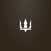 simple flat art vector sign of crown or trident Poseidon