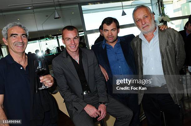 Football coach Raymond Domenech, footballer Matthieu Chalme, actors Clovis Cornillac and Francois Berleand attend the Chateau Connivence 2008 Pomerol...