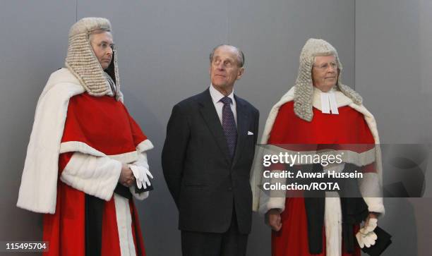 Prince Philip, Duke of Edinburgh meets the judiciary at the new Criminal Justice Centre on February 28, 2008 in Manchester, England.