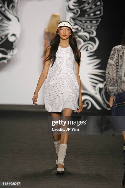 Anne Watanabe wearing Anna Sui Spring 2007 during Olympus Fashion Week Spring 2007 - Anna Sui - Runway in New York City, New York, United States.