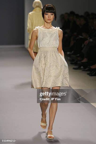 Du Juan wearing Vivienne Tam Spring 2007 during Olympus Fashion Week Spring 2007 - Vivienne Tam - Runway in New York City, New York, United States.